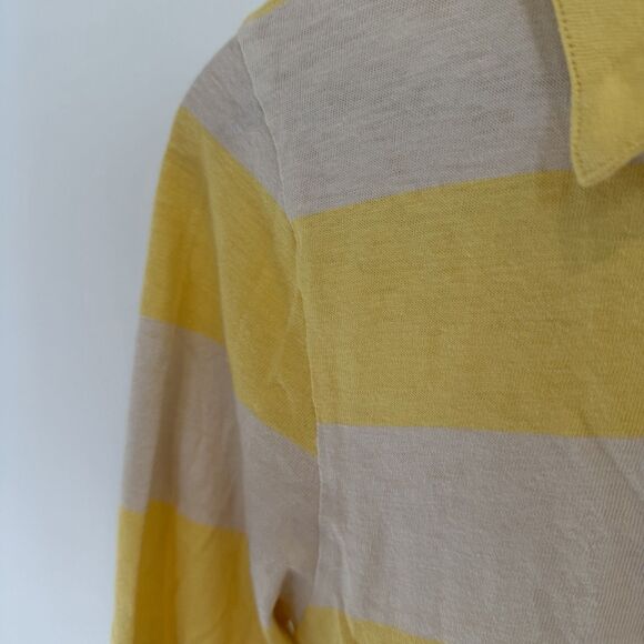 NEW J Crew Shirt Women’s Small Butter Yellow Rugby Striped Polo Knit Y2K Preppy - Picture 3 of 14